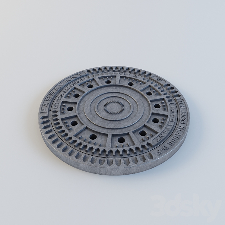 Cast iron manhole 3DS Max - thumbnail 1