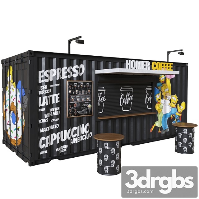 Coffee shop container 3dsmax Download - thumbnail 1