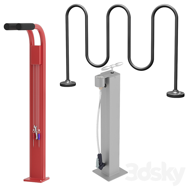 Commercial Bike Rack (Set 3) 3DS Max - thumbnail 1