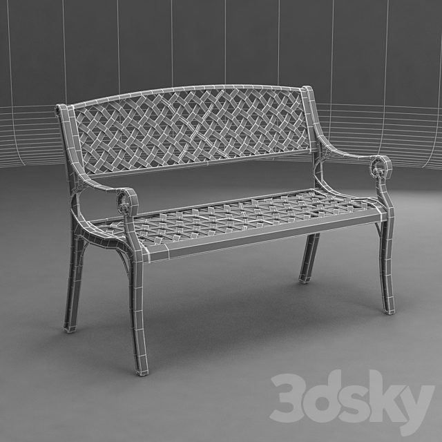 Cozumel Copper Cast Aluminum Bench by Christopher Knight Home 3DSMax File - thumbnail 3