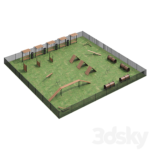 Dog walking area 3DS Max Model - thumbnail 3