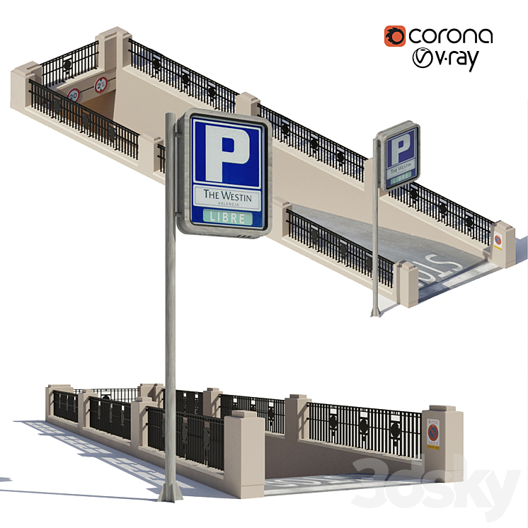 Entrance \/ Exit to the underground parking 3DS Max - thumbnail 2