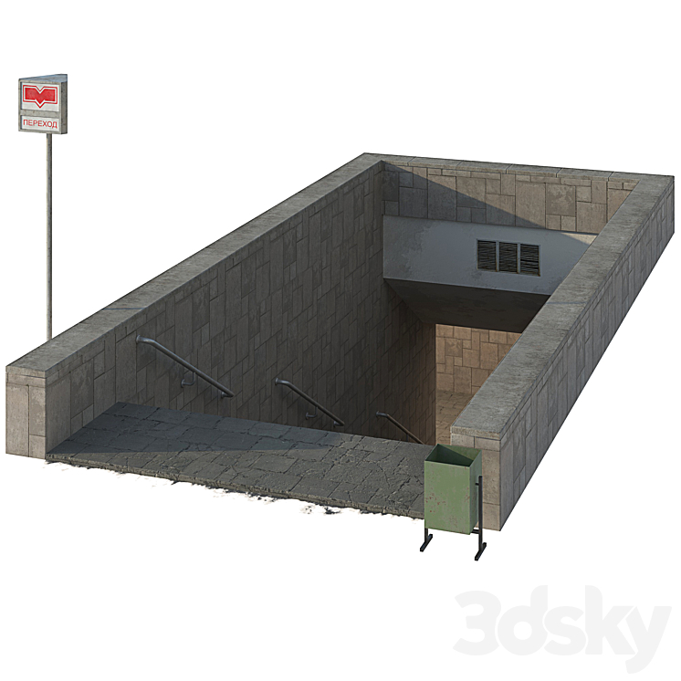 Entrance to the subway \/ underpass 3DS Max - thumbnail 2