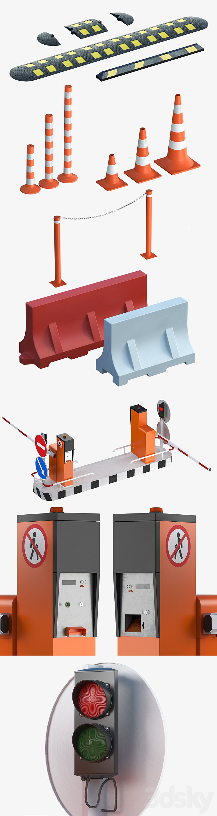 Equipment for the creation of parking lots road fences 3DS Max - thumbnail 2