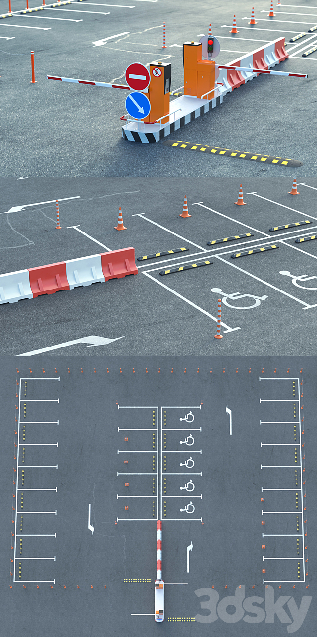 Equipment for the creation of parking lots. road fences 3DSMax File - thumbnail 3