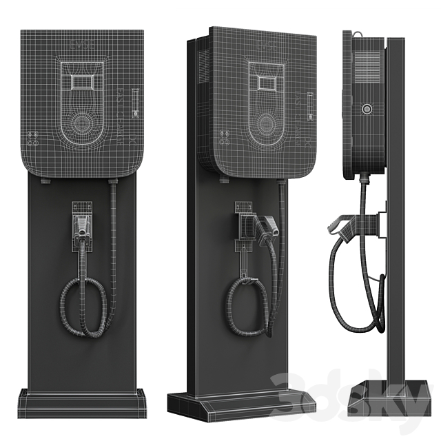 EV Fast Charger Station Adapter Floorstand Wallbox DC 3DS Max Model - thumbnail 3