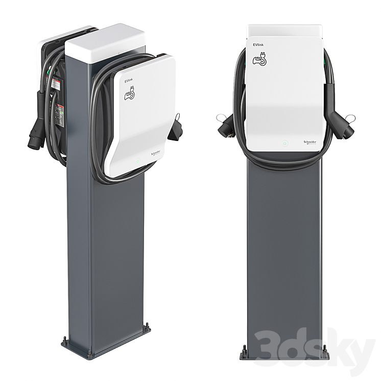 EVlink Wallbox Charging Station 3DS Max - thumbnail 2