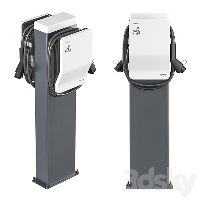 EVlink Wallbox Charging Station 3DSMax File - thumbnail 2