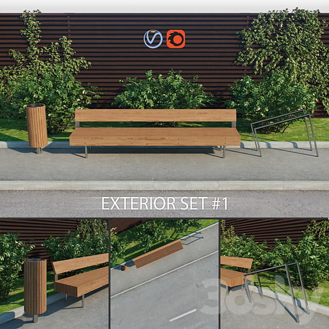 Exterior set 1 – Woody – LWD150 – Nanuk – NNK110 – Edgetyre – STE110 3DSMax File - thumbnail 1