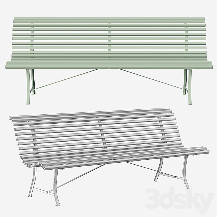 Fermob Louisiane Bench 3DS Max - thumbnail 2