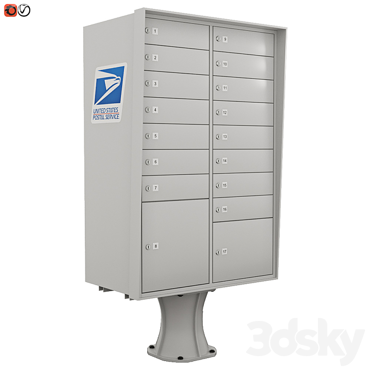 Floor mailbox USPS 3DS Max - thumbnail 1