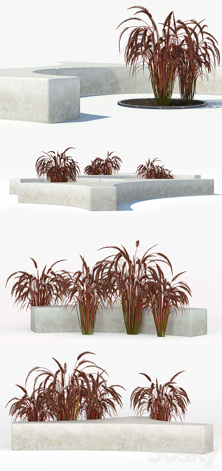 Folia bench Graceful Fountain Grass 3DS Max - thumbnail 2