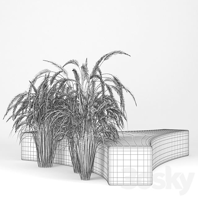 Folia bench Graceful Fountain Grass 3DSMax File - thumbnail 3