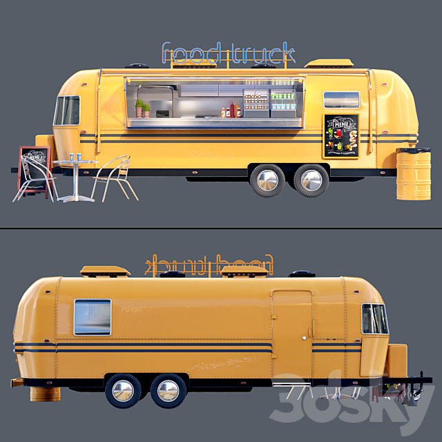 Food Truck Airstream 3DS Max Model - thumbnail 2