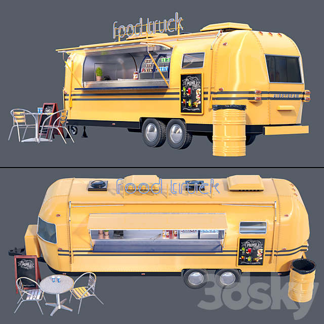 Food Truck Airstream 3DS Max Model - thumbnail 3