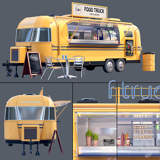 Food Truck Airstream 3DS Max Model - thumbnail 4