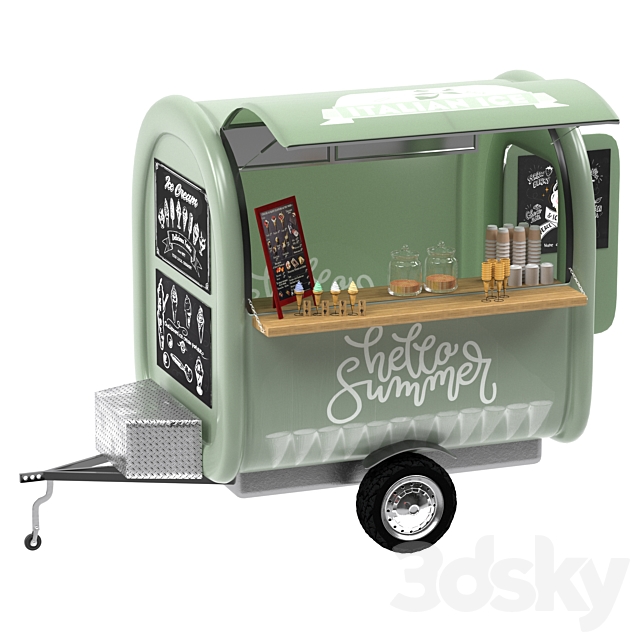 Food truck ice cream 3DS Max Model - thumbnail 2