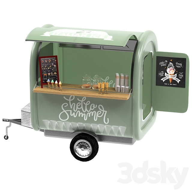 Food truck ice cream 3DS Max Model - thumbnail 3