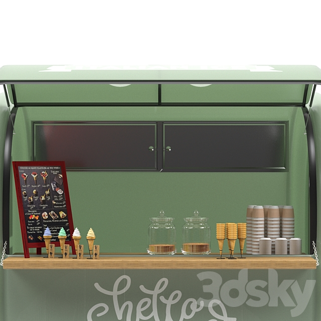 Food truck ice cream 3DS Max Model - thumbnail 4