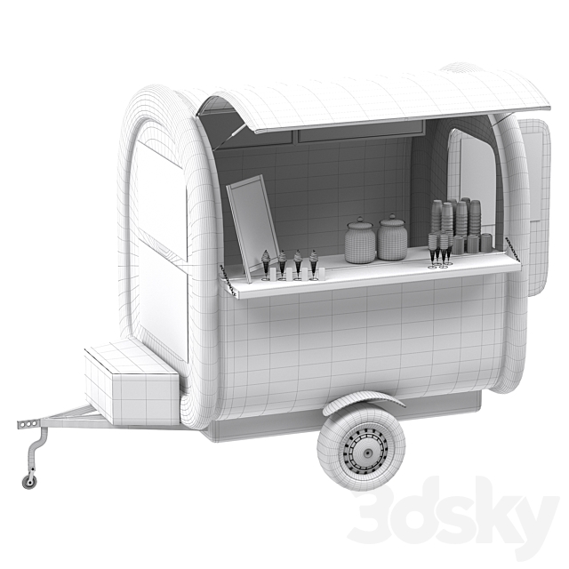 Food truck ice cream 3DS Max Model - thumbnail 5