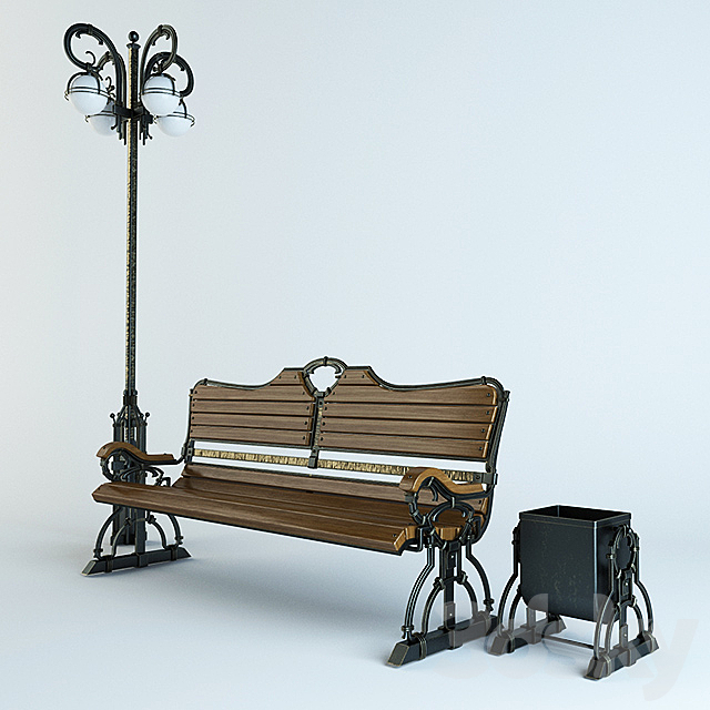 Forged bench 3DSMax File - thumbnail 1