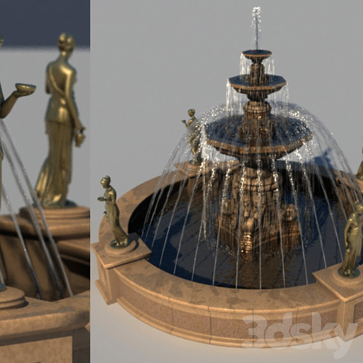 fountain 6 m with Venuses 3DS Max - thumbnail 1