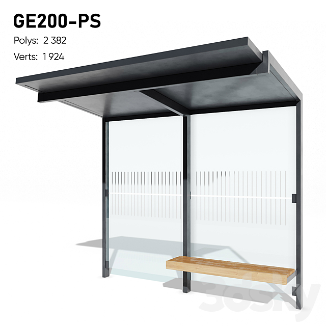 GEOMERE Flat Roof Public Transport Waiting Pavilion by mmcité (Refillable) 3ds Max - thumbnail 1