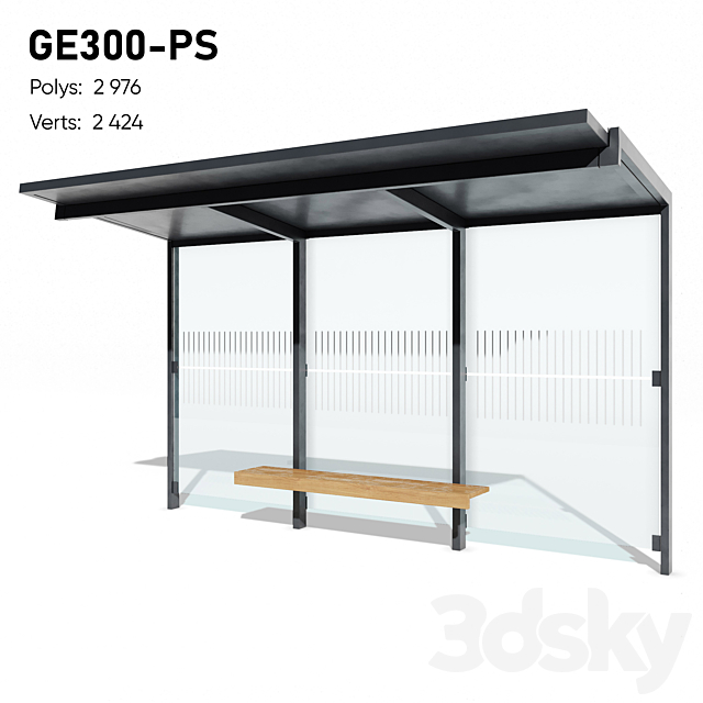 GEOMERE Flat Roof Public Transport Waiting Pavilion by mmcité (Refillable) 3ds Max - thumbnail 2