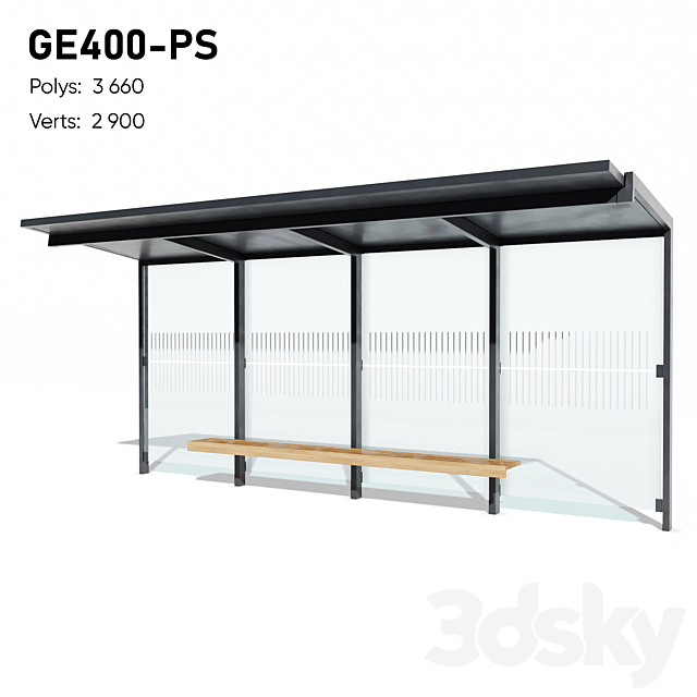 GEOMERE Flat Roof Public Transport Waiting Pavilion by mmcité (Refillable) 3ds Max - thumbnail 3