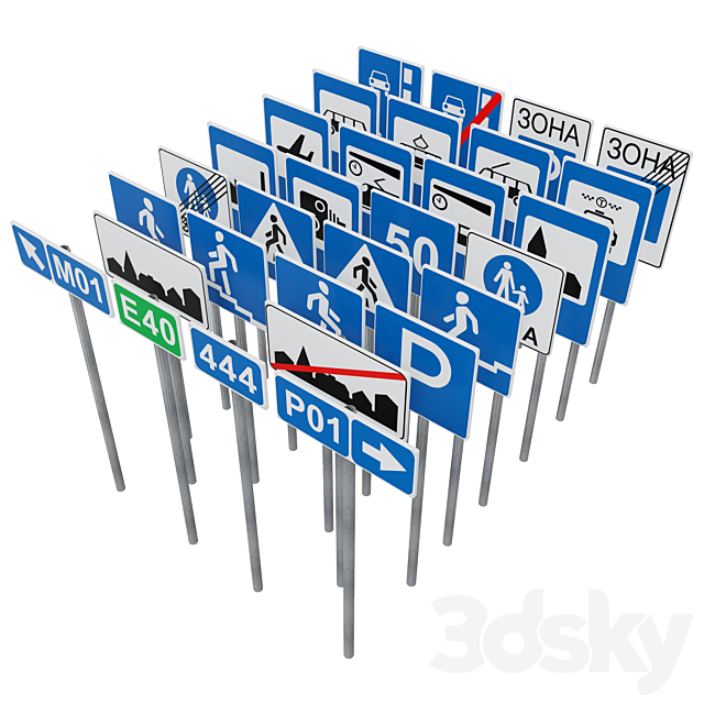 Information and indication signs set 3 3ds Max - thumbnail 3