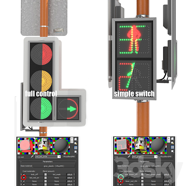 LED Traffic Light 3DS Max Model - thumbnail 2