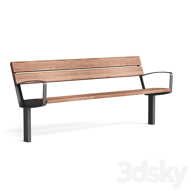 Mmcite Intervera LVR156 LVR157 outdoor park benches 3ds Max - thumbnail 1