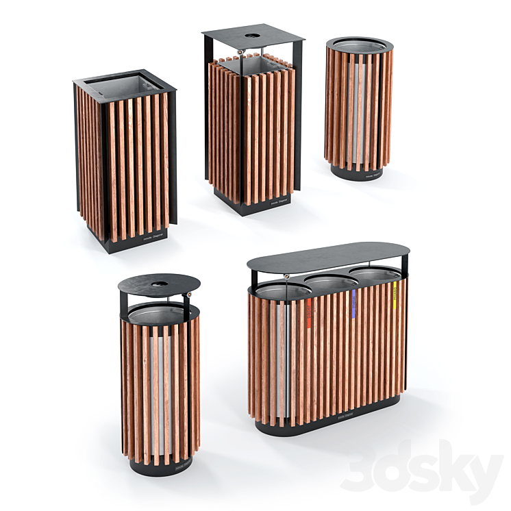 Mmcite litter bins diagonal 3DS Max - thumbnail 1