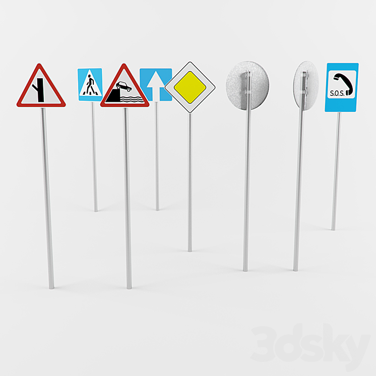 More than 250 road signs 3DS Max - thumbnail 2