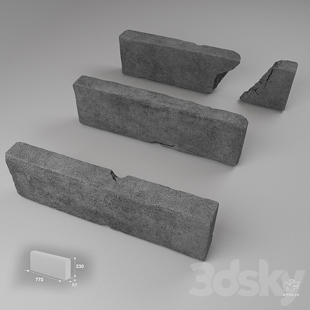 Old curbs 3ds Max - thumbnail 1