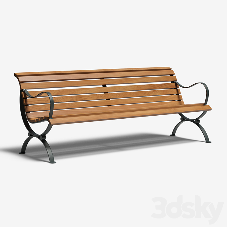 Outdoor bench 3DS Max - thumbnail 1