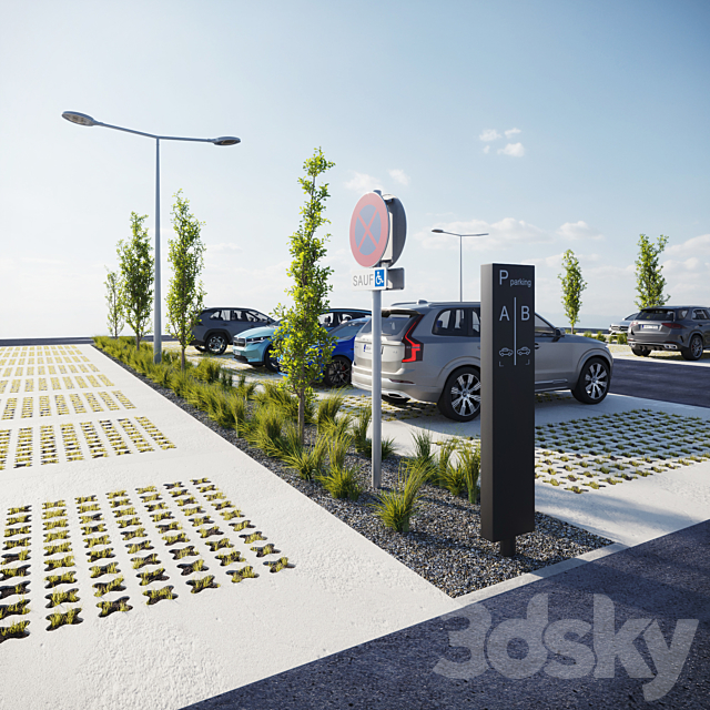 Outdoor eco-parking 3DS Max Model - thumbnail 4