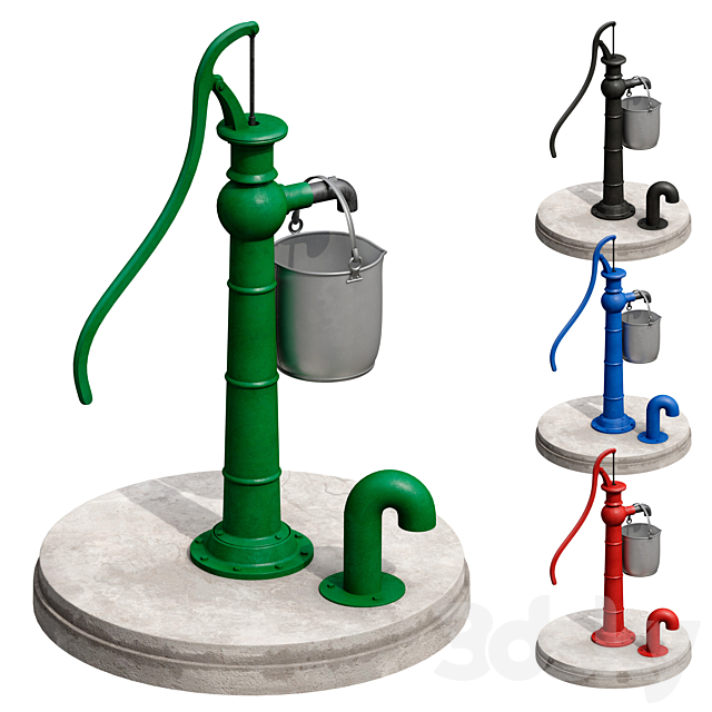 Outdoor water column with a bucket 3ds Max - thumbnail 1