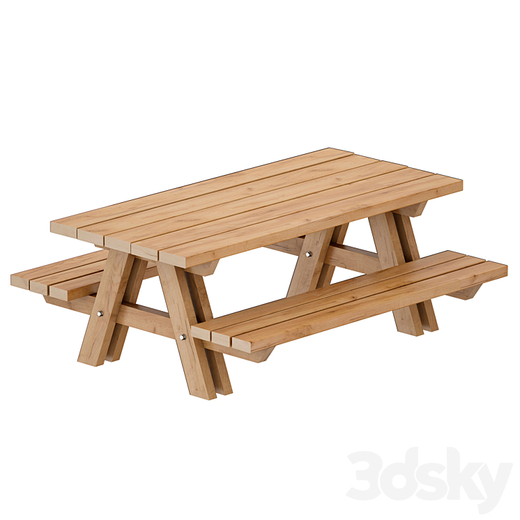 Outdoor Wooden Picnic Table 3DS Max - thumbnail 1