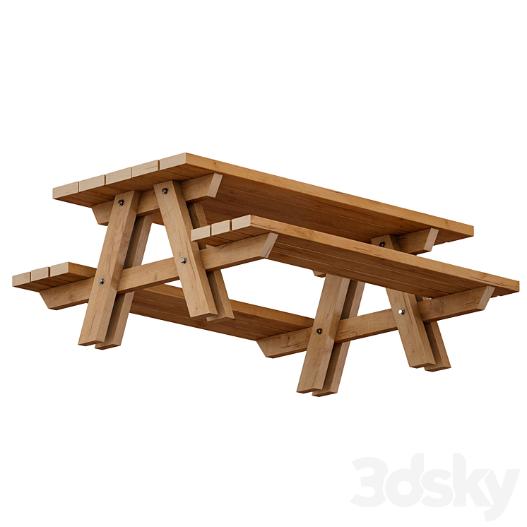 Outdoor Wooden Picnic Table 3DS Max - thumbnail 2