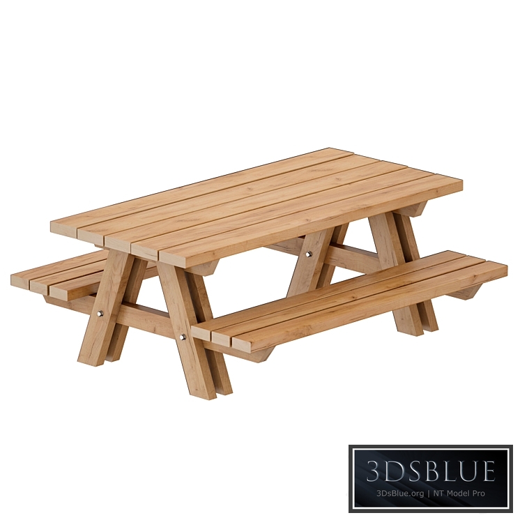 Outdoor Wooden Picnic Table 3DS Max - thumbnail 3