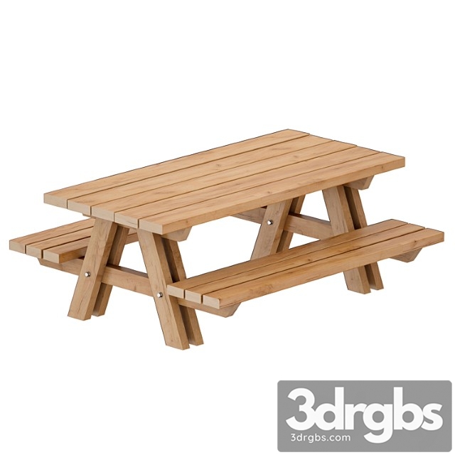 Outdoor wooden picnic table 3dsmax Download - thumbnail 1