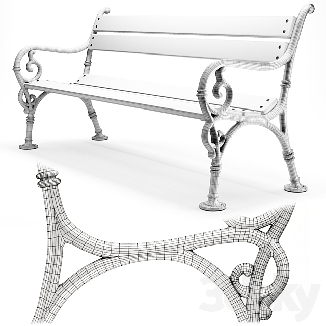 Park Bench 02 3ds Max - thumbnail 3