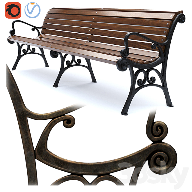 Park Bench 03 3ds Max - thumbnail 1