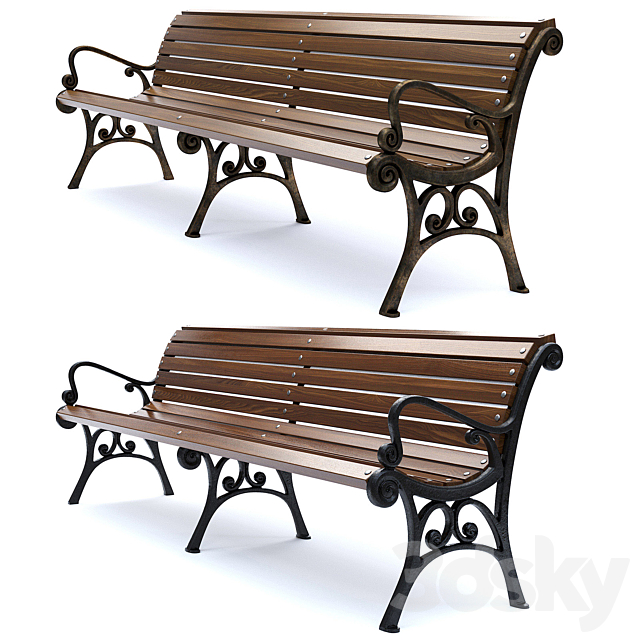 Park Bench 03 3ds Max - thumbnail 3