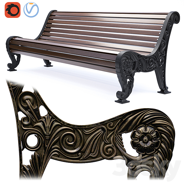 Park Bench 04 3ds Max - thumbnail 1