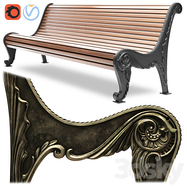 Park Bench 05 3ds Max - thumbnail 1