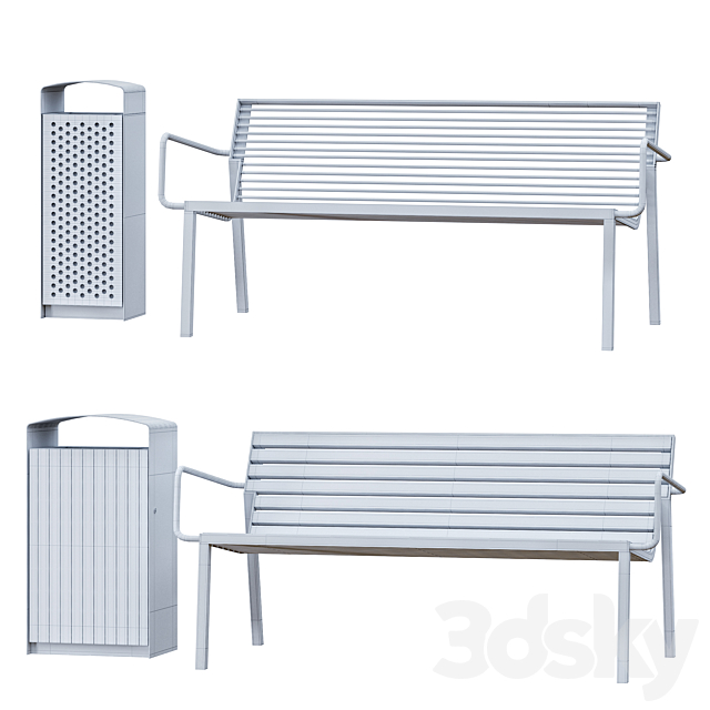 Park Benches Urn and Direction Signs by mmcite 3DS Max Model - thumbnail 4