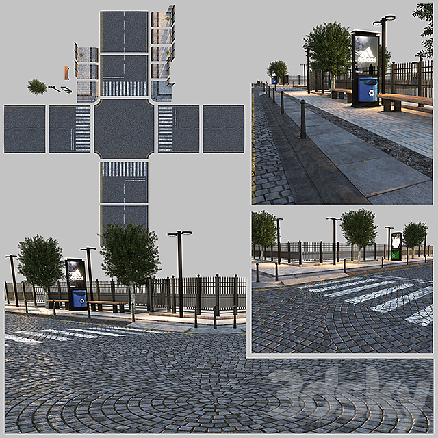 Paving and Sidewalk # 3 3DSMax File - thumbnail 1