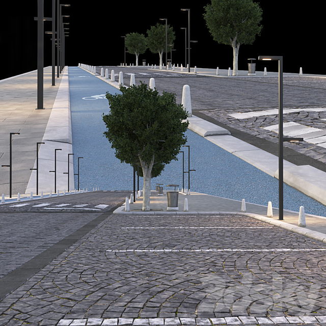 Paving and Sidewalk # 4 3DS Max Model - thumbnail 2